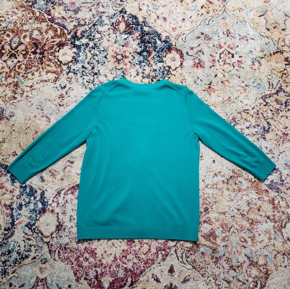 Talbots Teal Green V-Neck Cardigan Sz M - Picture 4 of 10